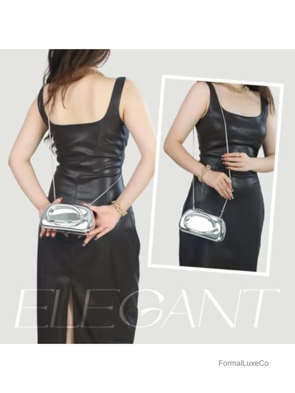 Acrylic Clutch Purse Women Trendy Metal Handle Evening Bag Wedding Party Formal